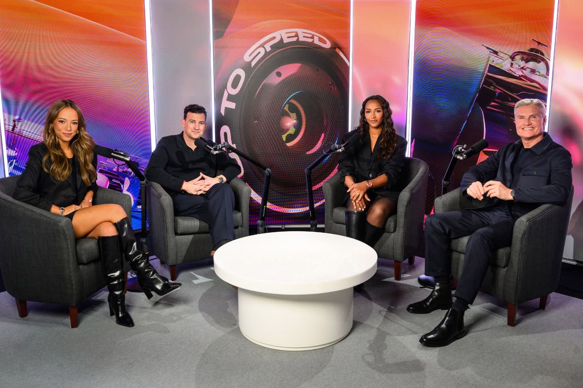 Will records Up To Speed podcast with Jolie Sharpe, Naomi Schiff and David Coulthard