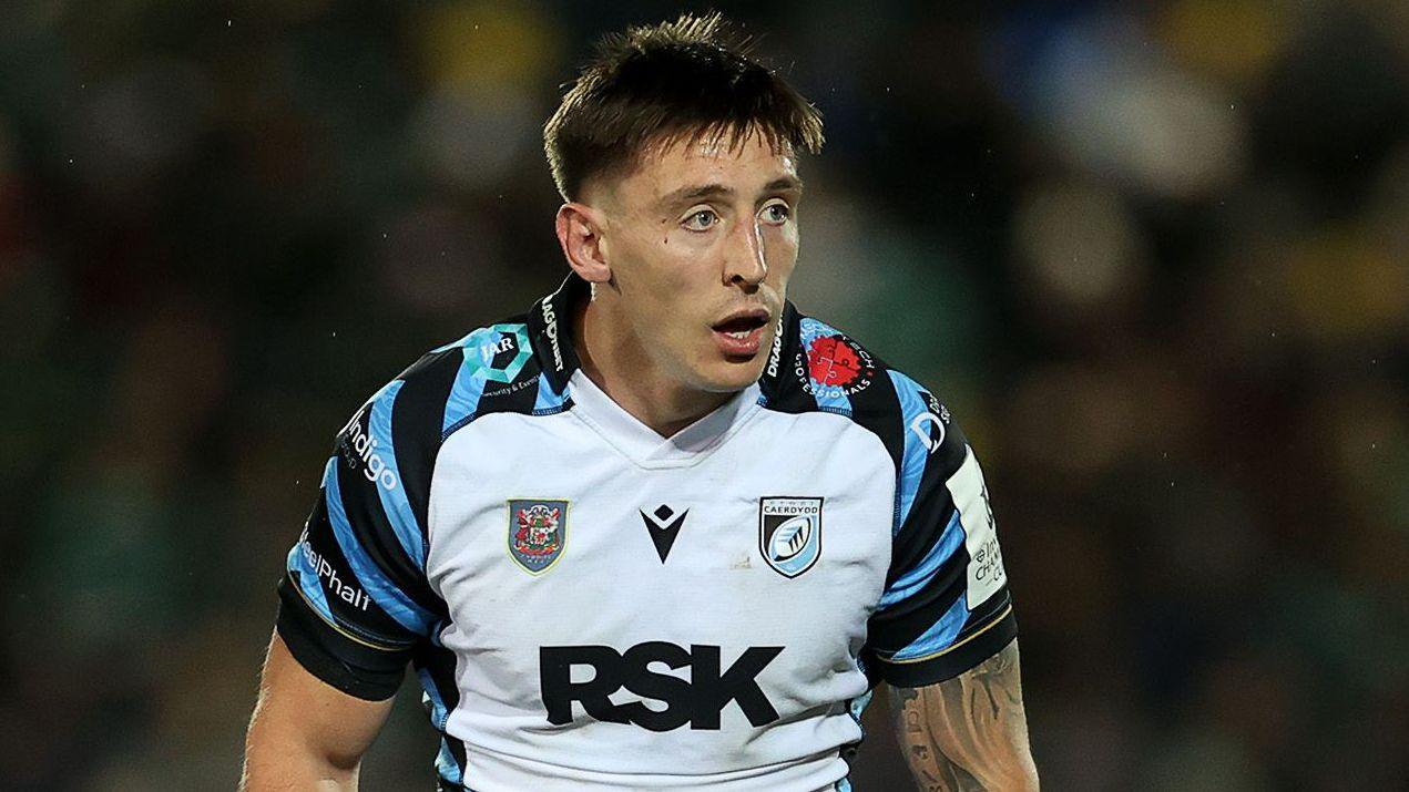 Josh Adams in Cardiff's white jersey