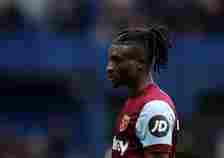 Mohammed Kudus of West Ham United  during the Premier League match between Chelsea FC and West Ham United at Stamford Bridge on May 05, 2024 in Lon...