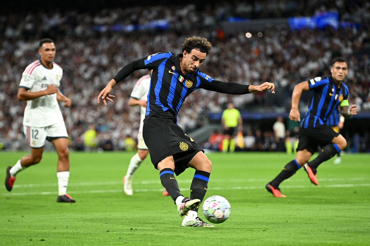 Curtis Jones in Champions League action for Inter against Real Madrid.