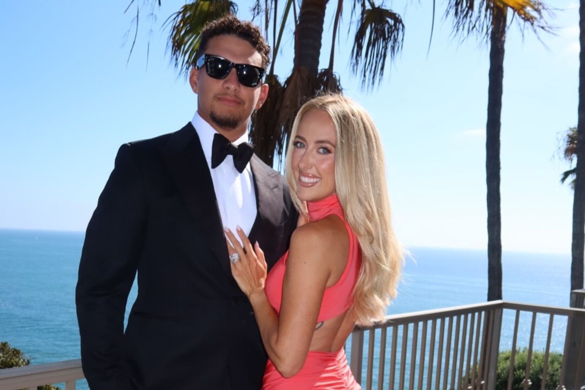 Patrick and Brittany Mahomes look glamorous as they smile for the camera