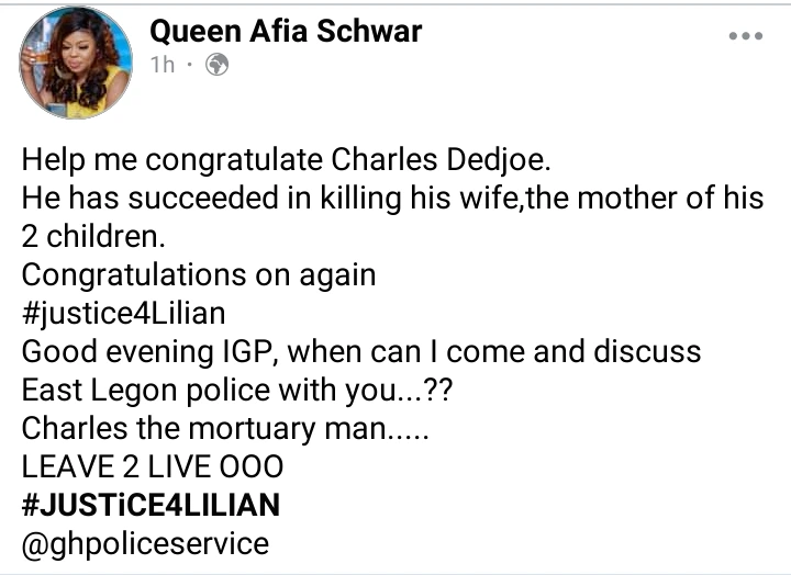 "You succeeded in K!lling your wife the mother of your 2 kids"- Afia Schwar Reacts To Lilian's Murder 4