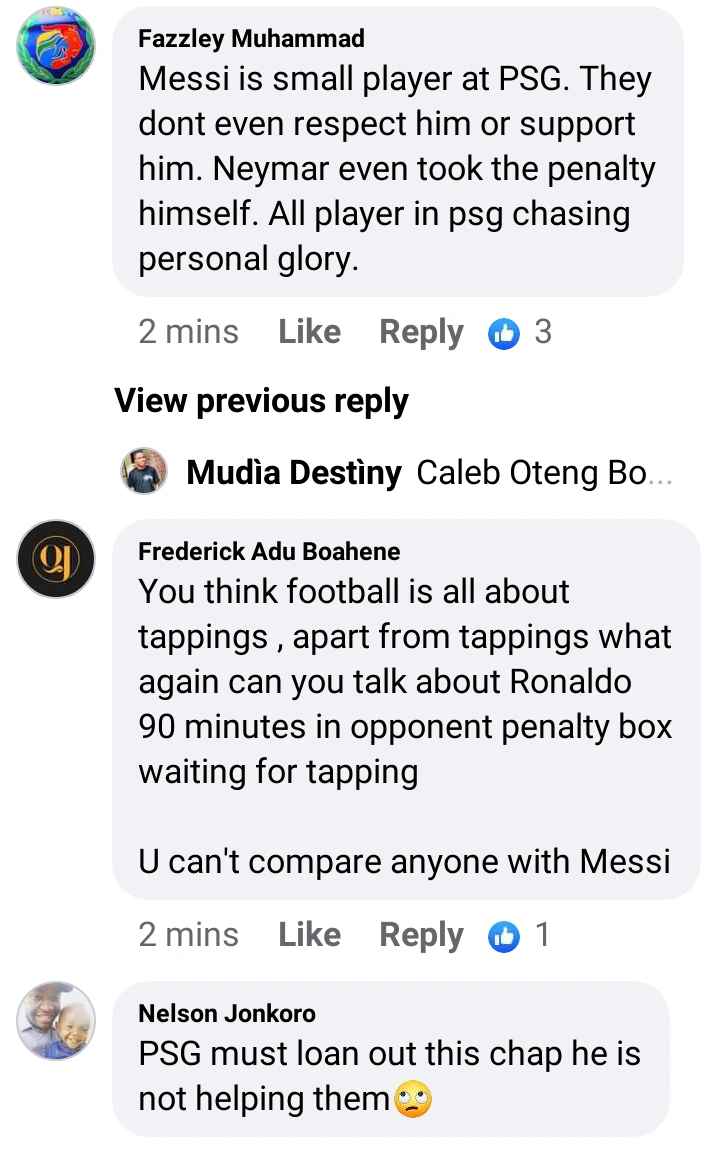 Fans react to Lionel Messi and Cristiano Ronaldo Stats after 3 games.