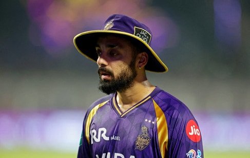Kolkata Knight Riders' Varun Chakaravarthy looks on. (REUTERS)
