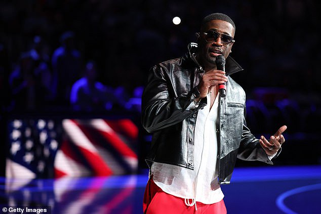 Q Parker belted out The Star-Spangled Banner before the game at State Farm Arena in Atlanta