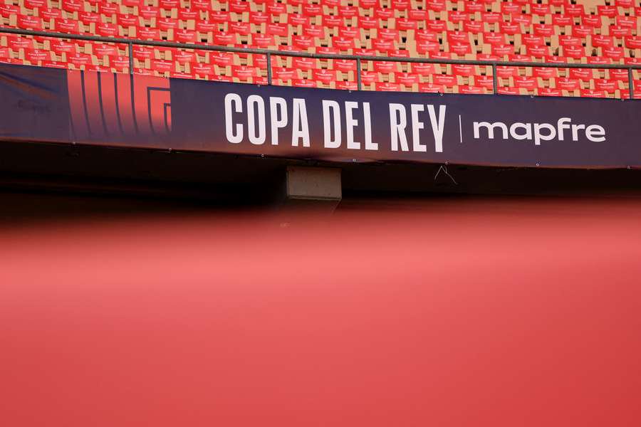 Copa Del Rey signage inside the stadium before the last final