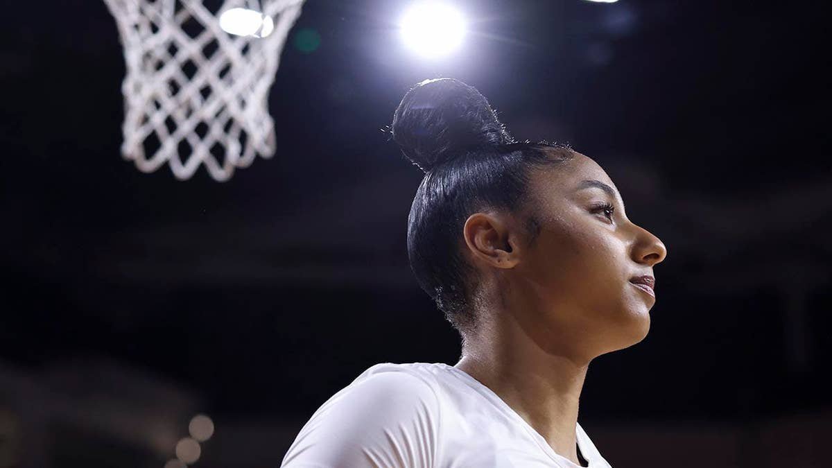 USC basketball player Juju Watkins looking on before an exhibition game