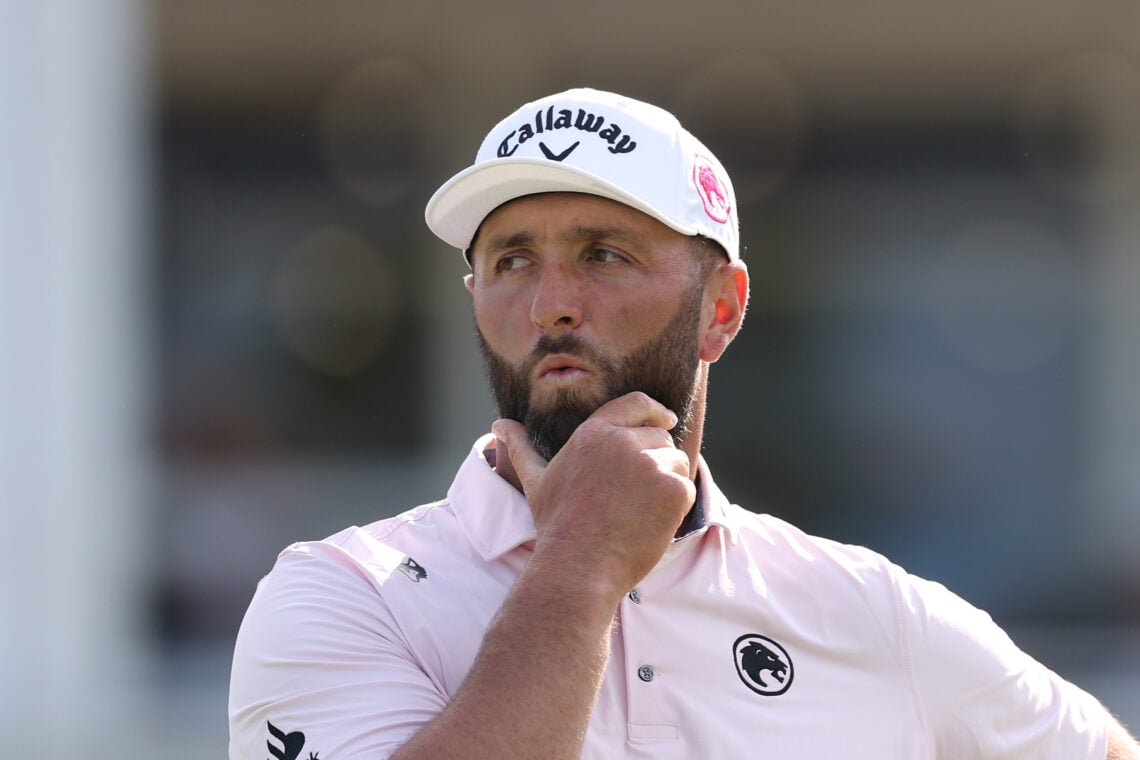 Jon Rahm looks on during the third round of the PGA Championship