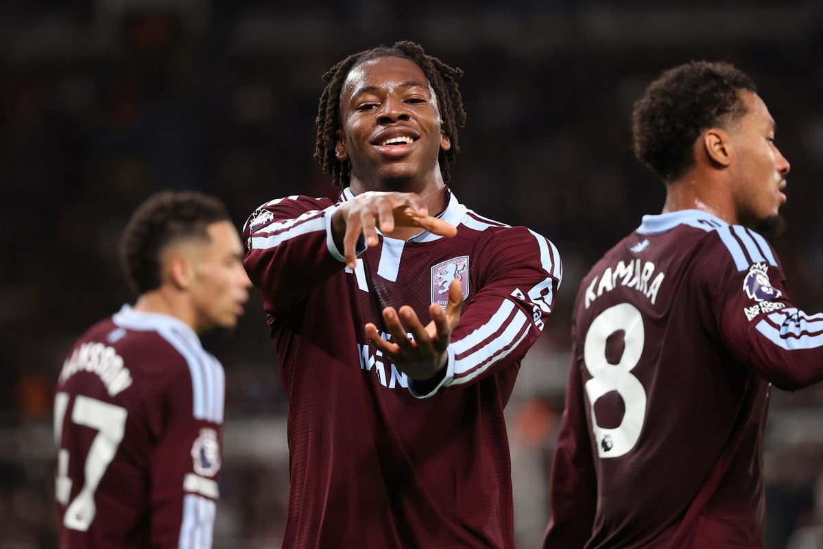Johan Manzambi of Aston Villa his goal against Newcastle United