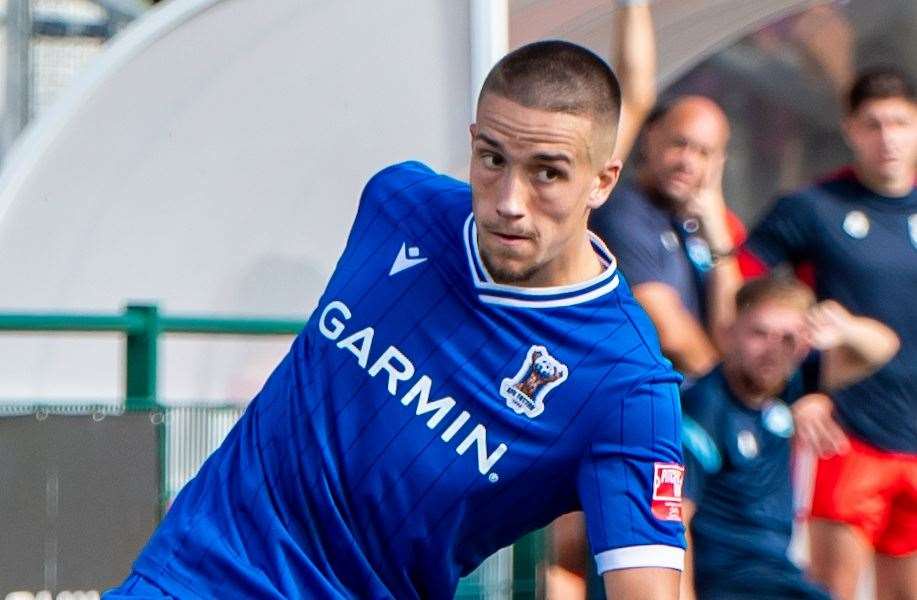 Defender Luke Hallett - scored for AFC Totton on Tuesday. (picture: Sayers Sports Photography)