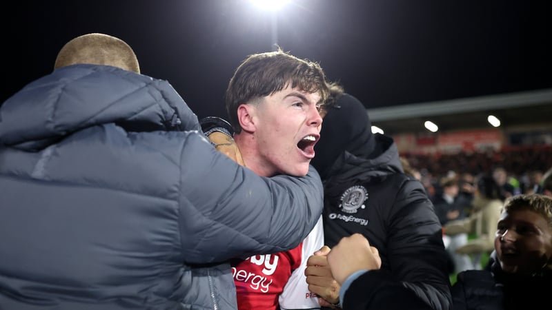 Conor Haughey of Fleetwood Town celebrates after the Carabao Cup Fourth Round match between Fleetwood Town and Arsenal at Highbury Stadium on October 27, 2026 in Fleetwood, England.