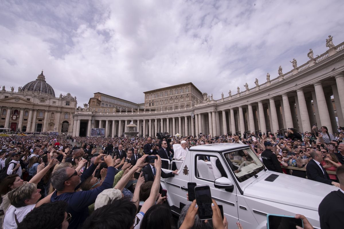 The Pope in the pope mobile on Sunday