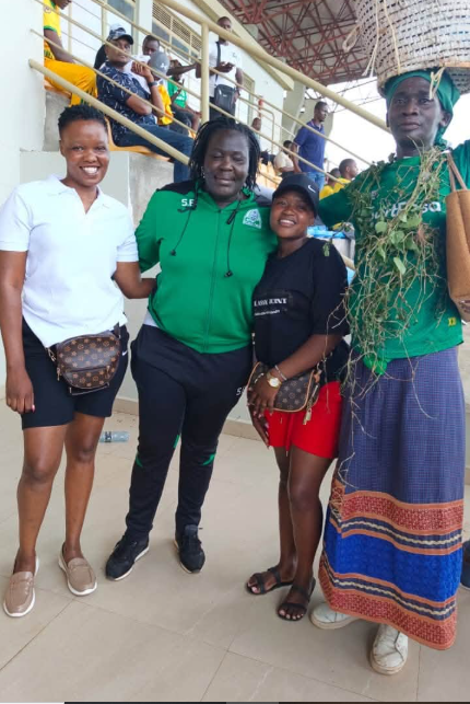Sally Bolo with football fans previously. PHOTO/https://www.facebook.com/Salbolom