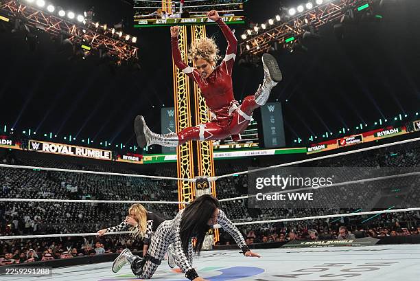 Riyadh saudi arabia maxxine dupri in action against kiana james during wwes royal rumble at