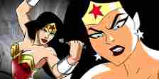 Wonder Woman frowns in the DC Animated Universe and fights in her animated movie