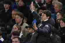 Mauricio Pochettino gestures during Chelsea's win over Everton