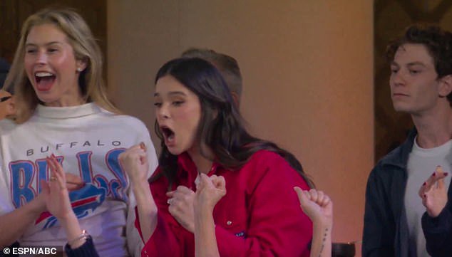 Hailee Steinfeld was shown on TV cheering on Josh Allen on Monday night
