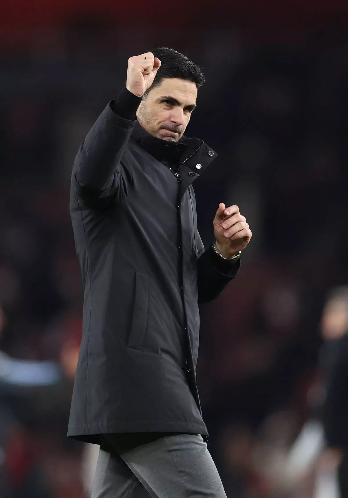 Mikel Arteta manager / head coach  of Arsenal celebrates after the Premier League match between Arsenal and Aston Villa at Emirates Stadium on December 30, 2025 in London, England. 