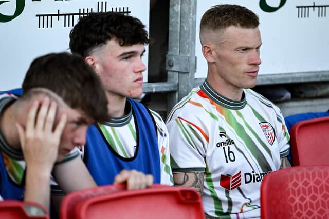 Benched . . . Derry City substitute James McClean before the UEFA Europa League First Qualifying Round 2nd Leg match between Derry City and CSKA Sofia at The Ryan McBride Brandywell Stadium in Derry. Photo by Stephen McCarthy/Sportsfile