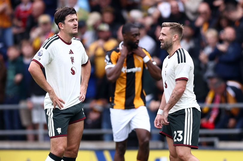 Harry Maguire and Luke Shaw of Manchester United