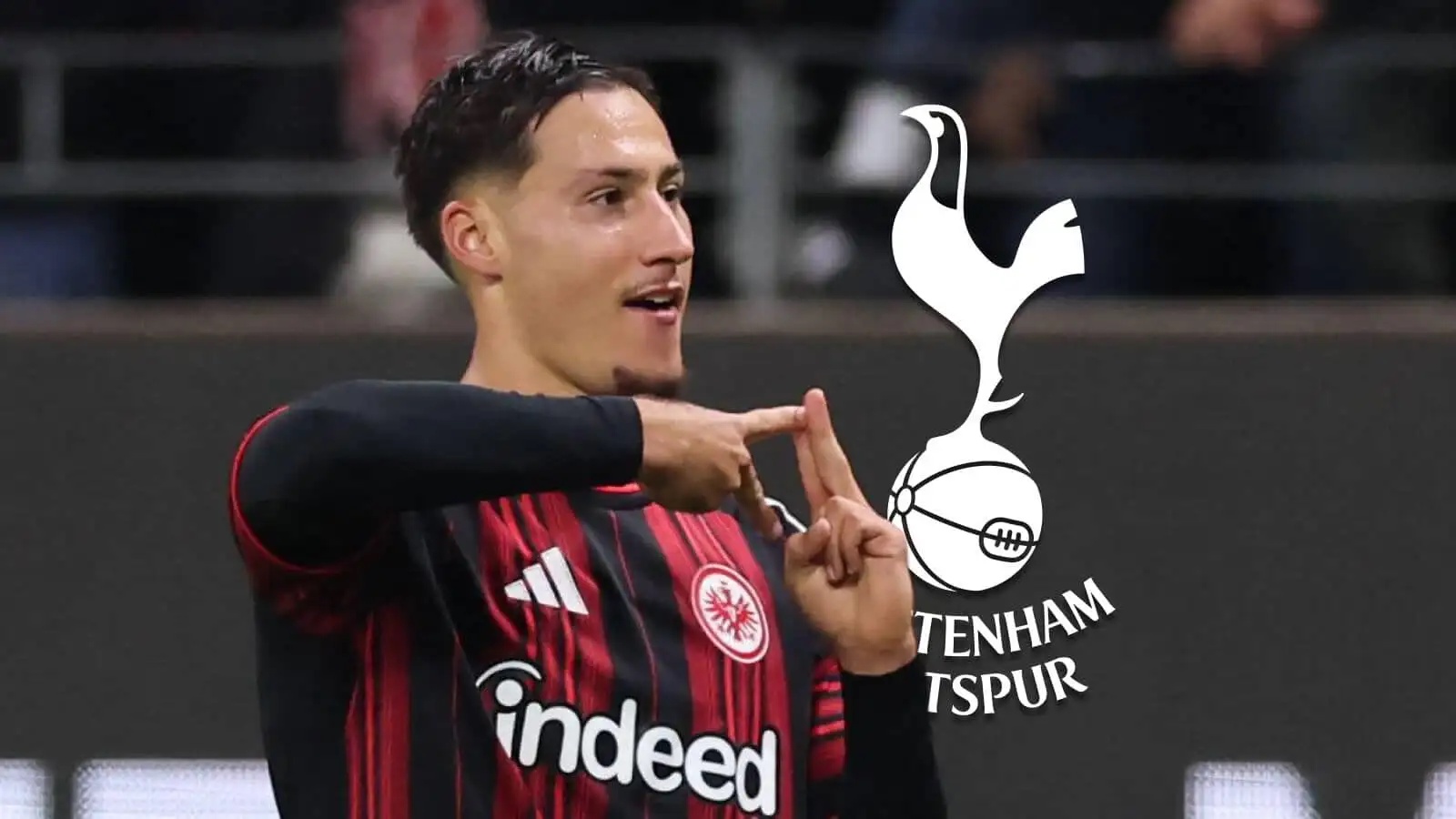 Younes Ebnoutalib with Tottenham badge