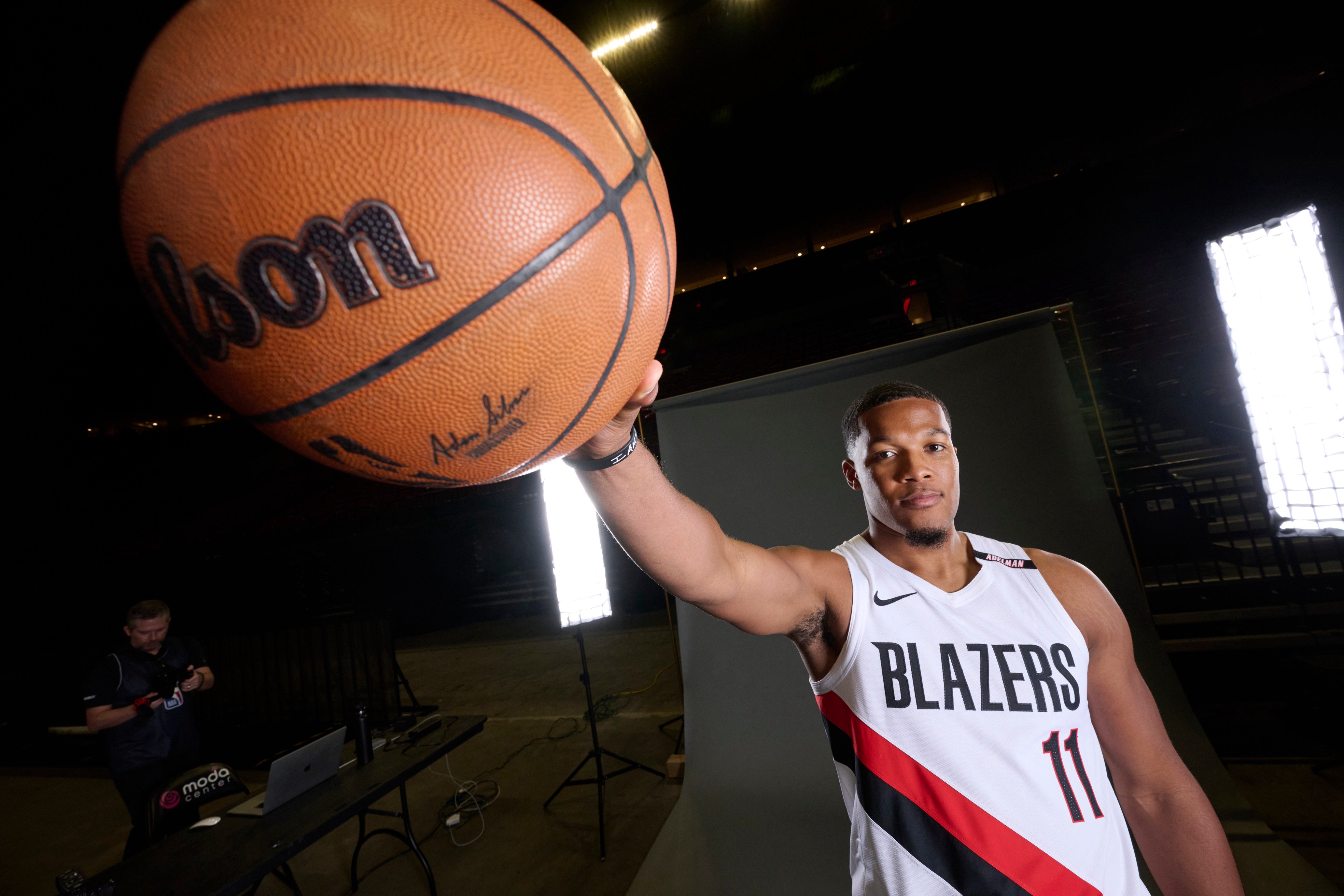 Sep 28, 2026; Portland, OR, USA; Portland Trail Blazers guard Chris Youngblood (11) during media day at the Moda Center. Mandatory Credit: Troy Wayrynen-Imagn Images