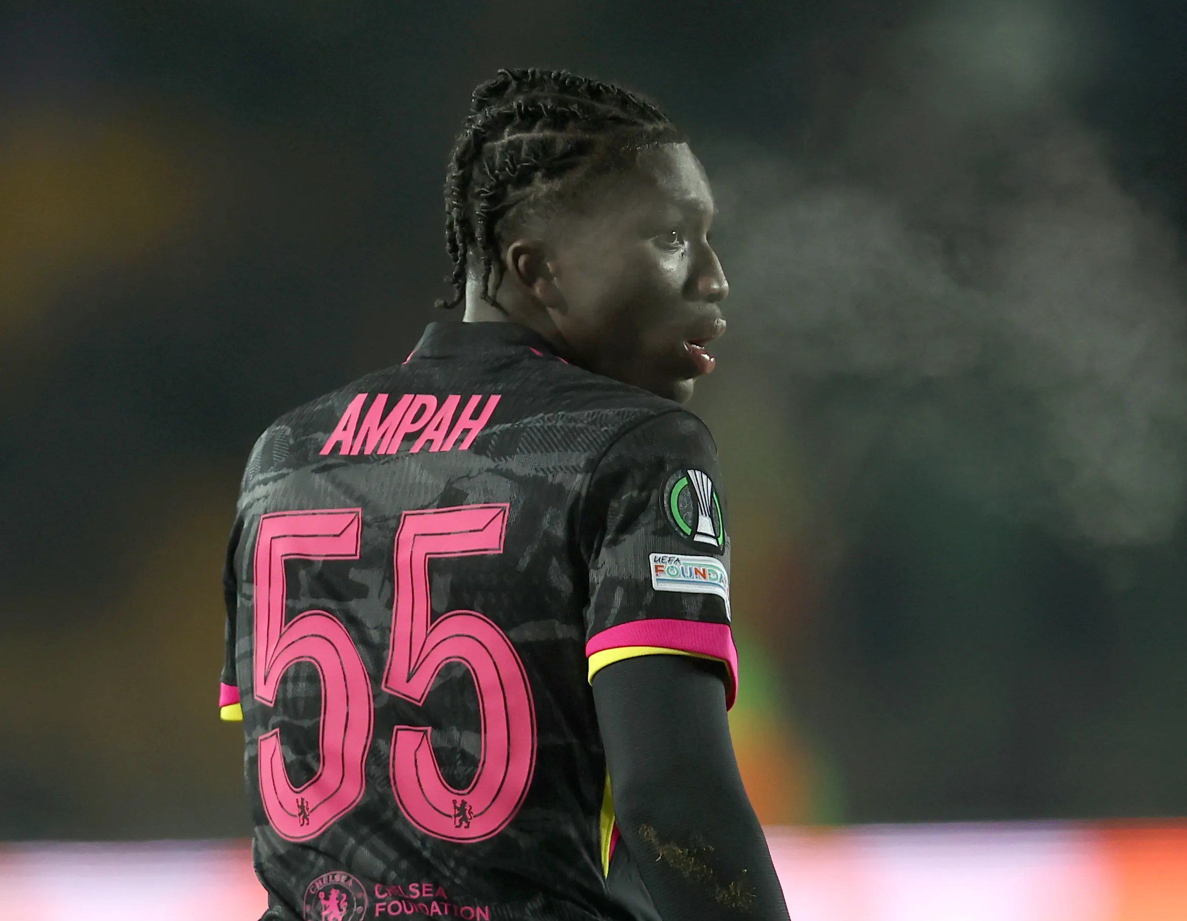 Ato Ampah looks on during Chelsea's match against Astana