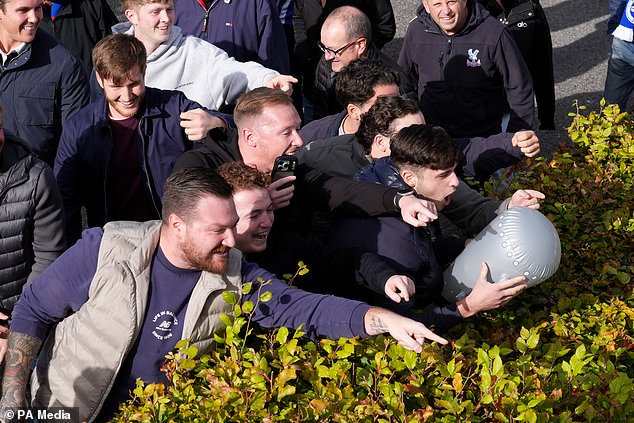Crystal Palace fans mocked their hosts Brighton before witnessing their team lose 5-0 (Gareth Fuller/PA)