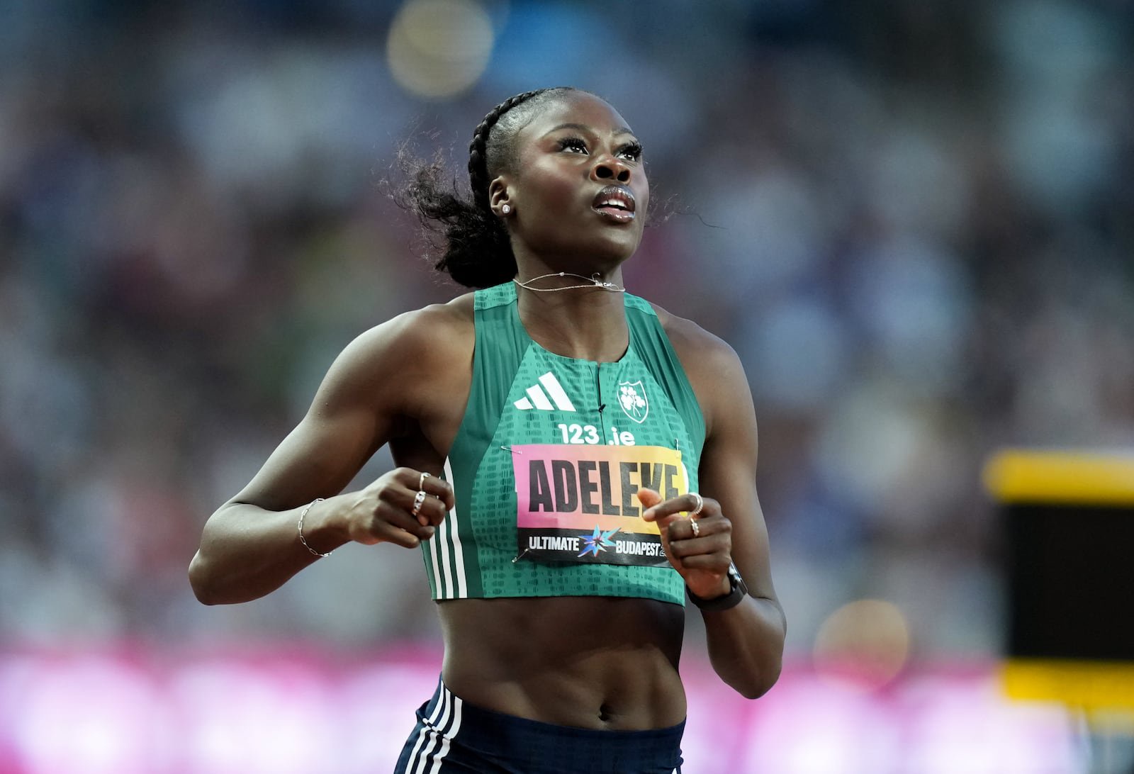 Rhasidat Adeleke finished fifth in the women's 200m semi-final during day three of the World Athletics Ultimate Championship in Hungary. Photo: Nikola Krstic/Sportsfile via Getty