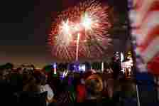 Fireworks burst over the Addison Kaboom Town! 4th of July celebration, Wednesday, July 3,...