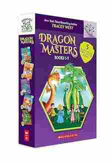 Boxed set of "Dragon Masters" books 1-5 featuring a large dragon and four children on the cover, by ...