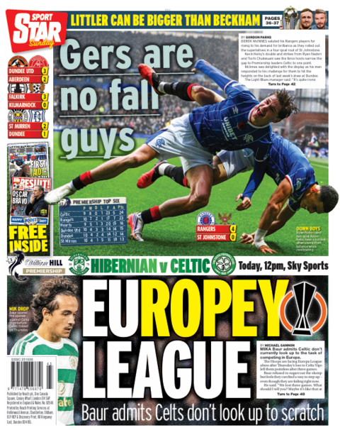 The back page of the Sunday edition of The Star on 251026