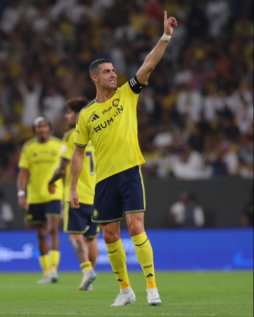 Christiano Ronaldo celebrates his goal after helping Al Nassr secure a comfortable 3-0 victory over Al Diriyah in the Saudi Pro League on Friday, October 9, 2026. PHOTO/https://www.facebook.com/Cristiano/photos