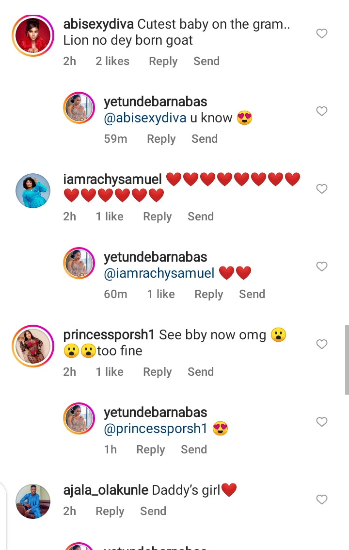 Reactions as Yetunde Barnabas flaunts her daughter's face in a new video