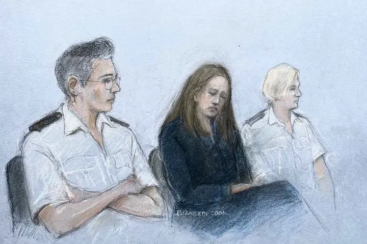 <p>A court sketch of Lucy Letby, centre </p>