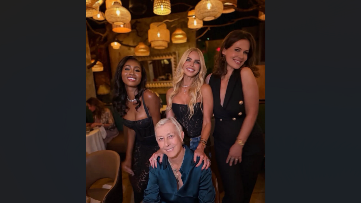 Tennis legend Martina Navratilova celebrated her 70th birthday at Casa Matilda in Miami Beach on Sunday Oct. 18, 2026. Surrounding her, from left to right, are Kiki Barth, Alexia Nepola and wife Julia Lemigova.