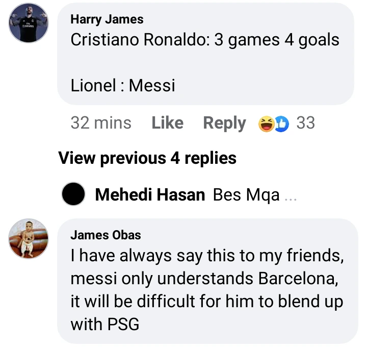 Fans react to Lionel Messi and Cristiano Ronaldo Stats after 3 games.