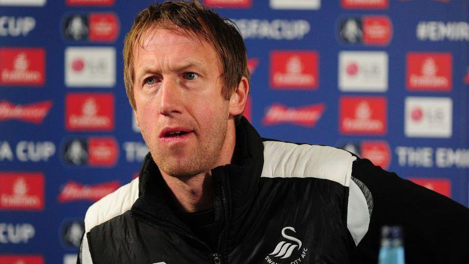 Graham Potter in a press conference at Swansea in 2019