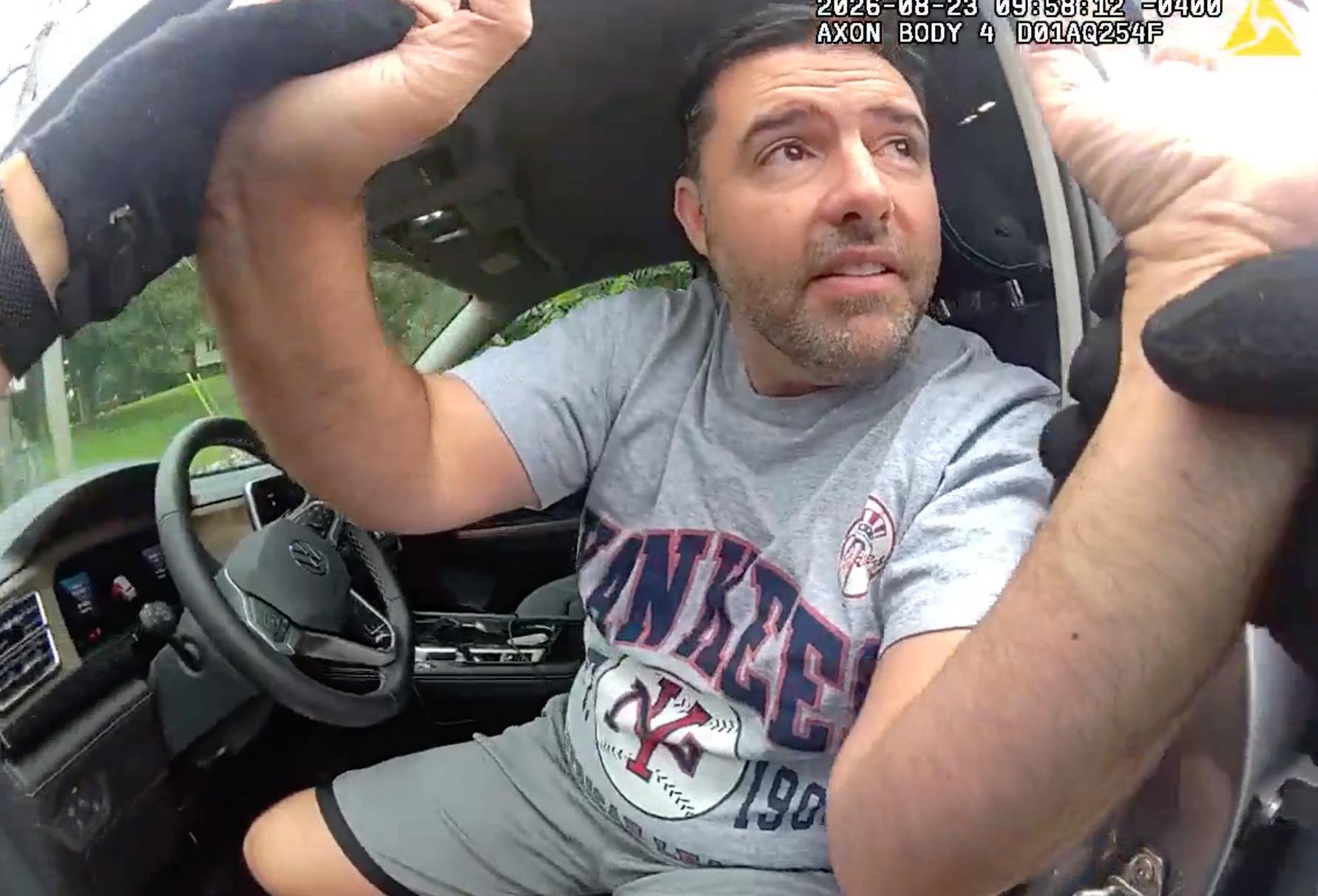 Body camera footage shows the arrest of Jed York in East Palestine, Ohio, for prostitution.