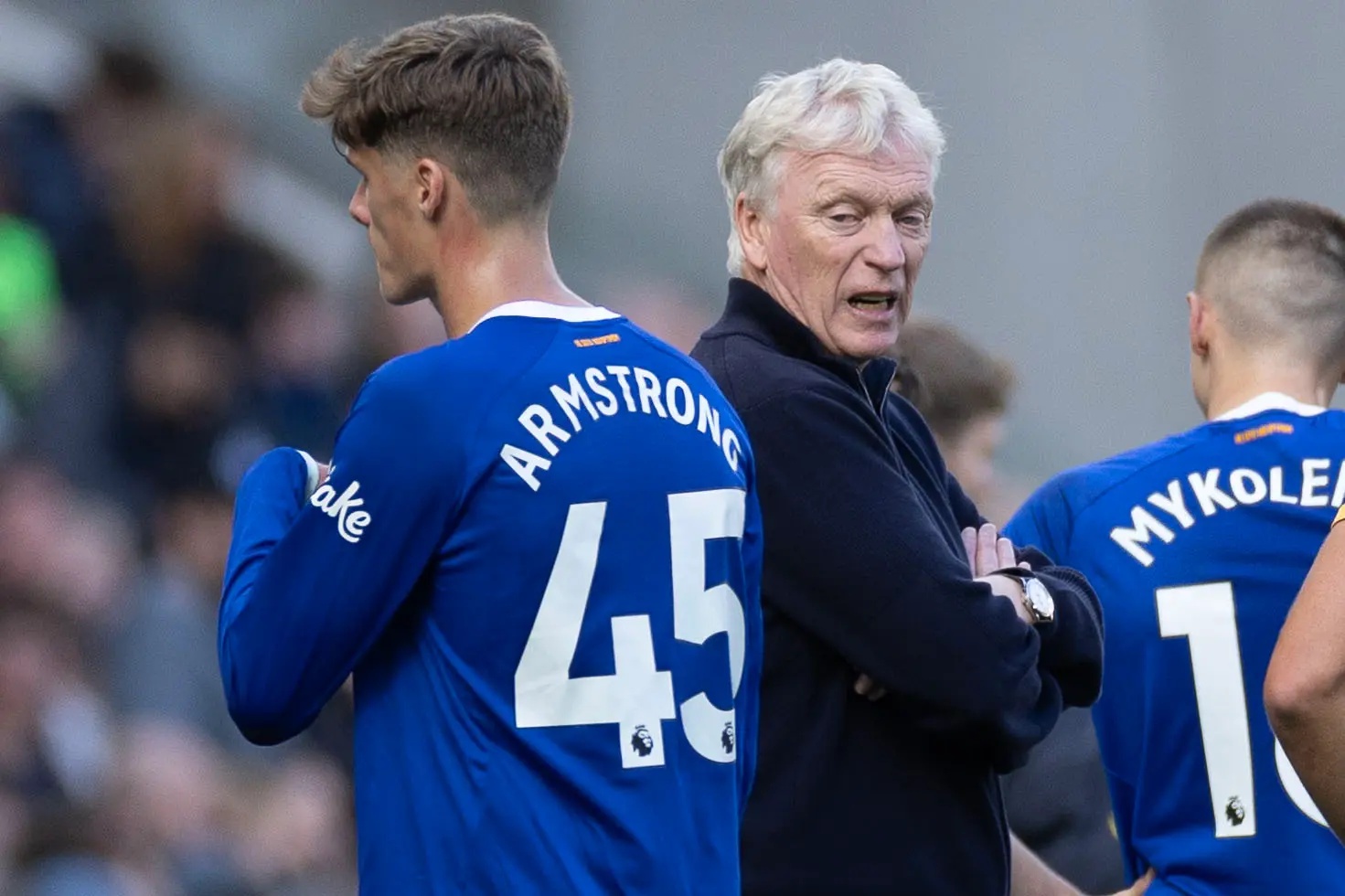 Harrison Armstrong (left) and David Moyes.