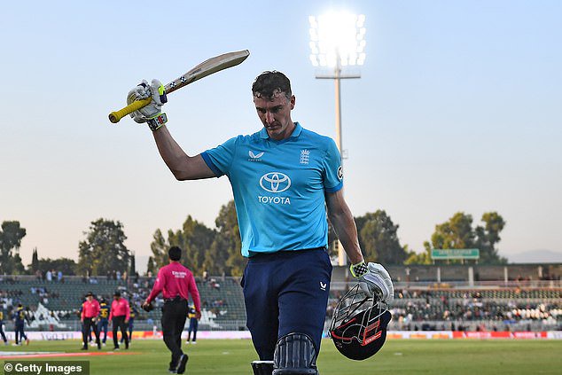 Harry Brook walks off after his electrifying 202 against Sri Lanka - the first Englishman ever to score a double century in ODI cricket