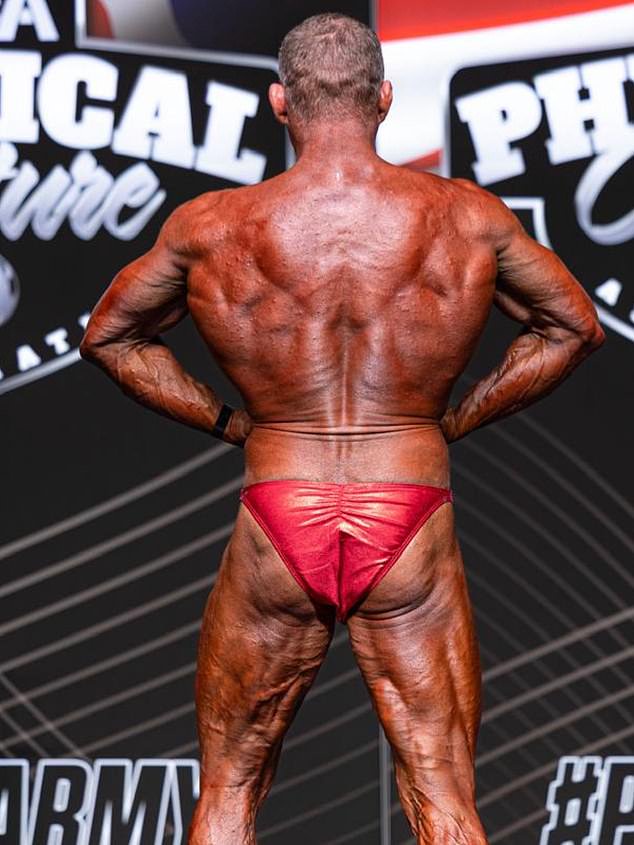 The former rugby star showed off his physique after taking part in his latest competition in Hull