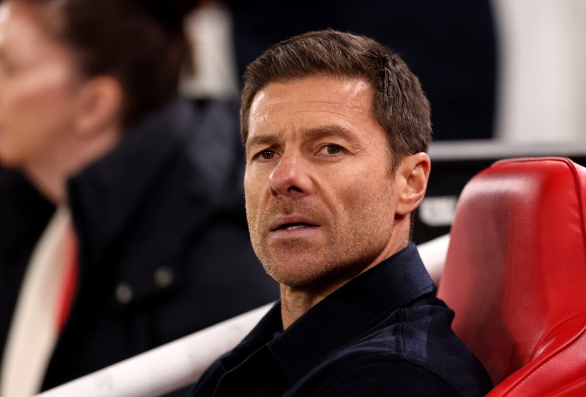 Xabi Alonso, Manager of Chelsea, looks on before the Carabao Cup Fourth Round match between Liverpool and Chelsea at Anfield