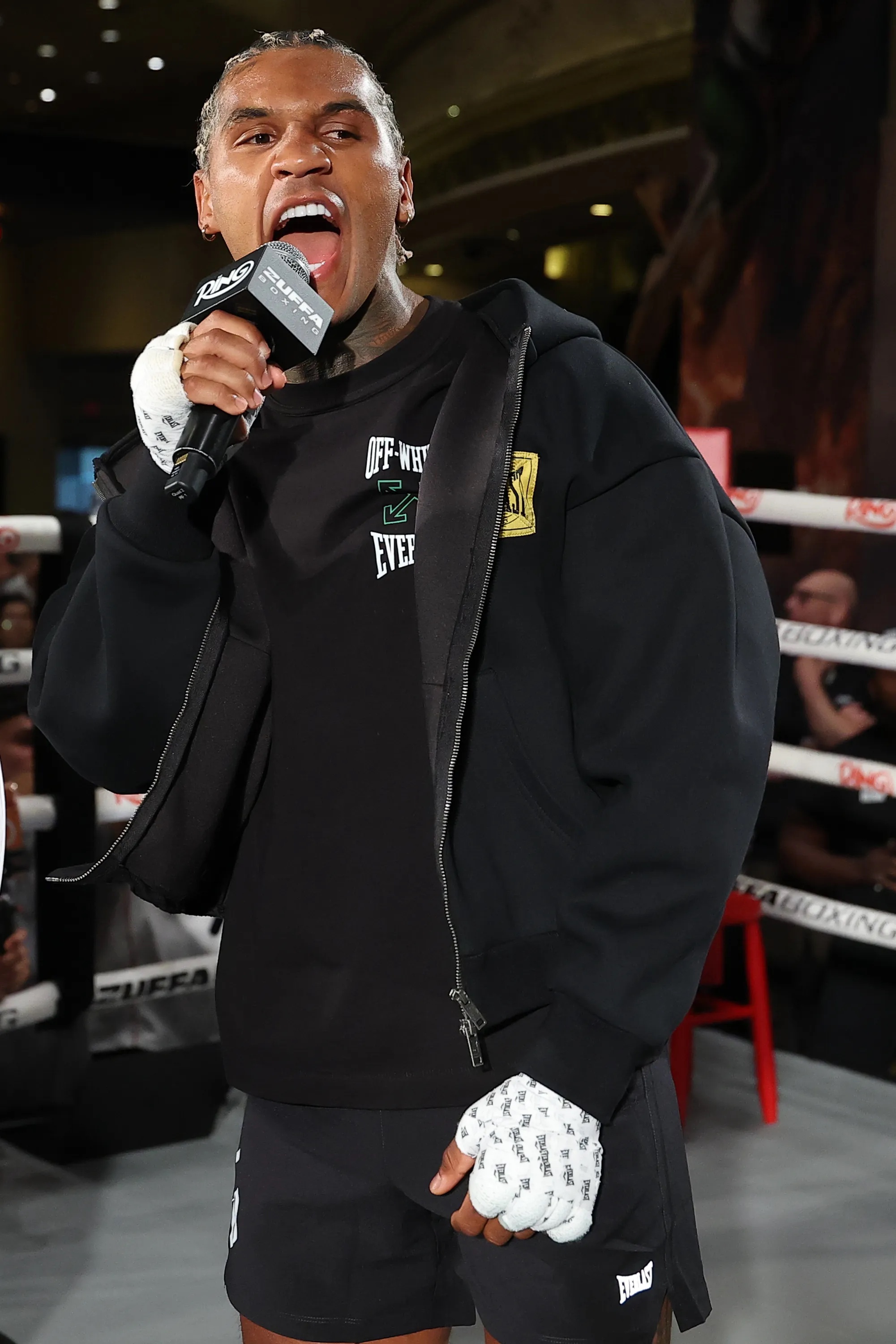 Conor Benn at the open media workout for his fight with Ryan Garcia