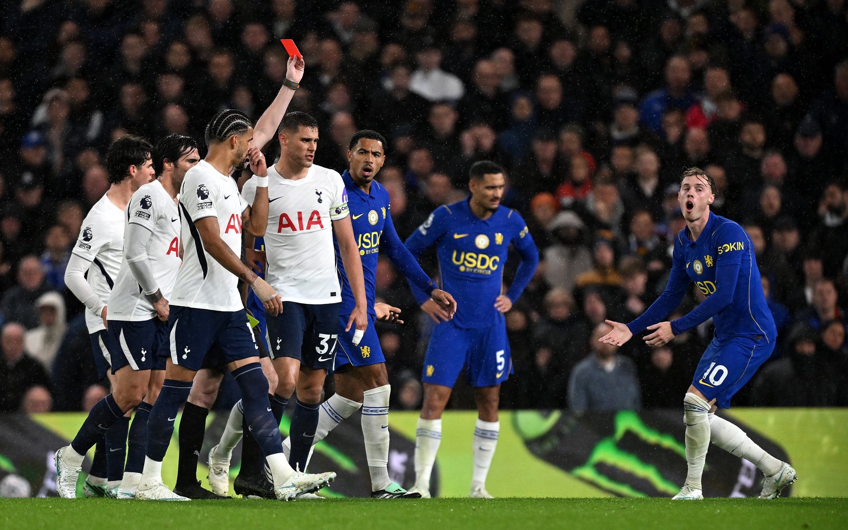Implosion: Chelsea’s problems with ill-discipline returned as Cole Palmer was sent off against Tottenham (Getty)