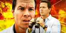 Mark Wahlberg looking confused and holding a pair of binoculars in The Happening