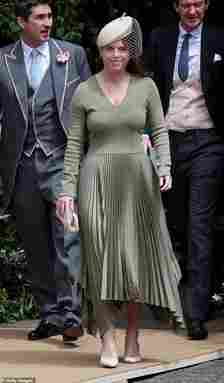 Princess Eugenie opted for a pleated olive green number at the event