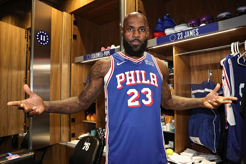LeBron James #23 of the Philadelphia 76ers in the locker room during NBA media day on September 28, 2026 at the Philadelphia 76ers Training Complex in Camden, New Jersey.