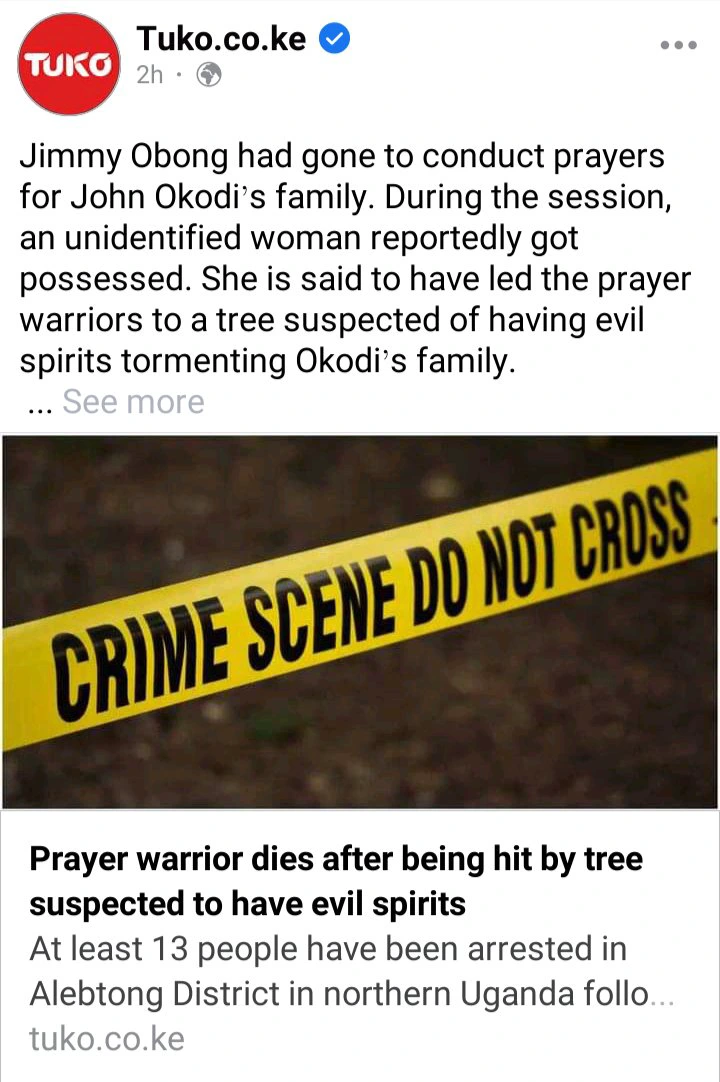 Pastor dies after a tree he was casting demons from fall on him