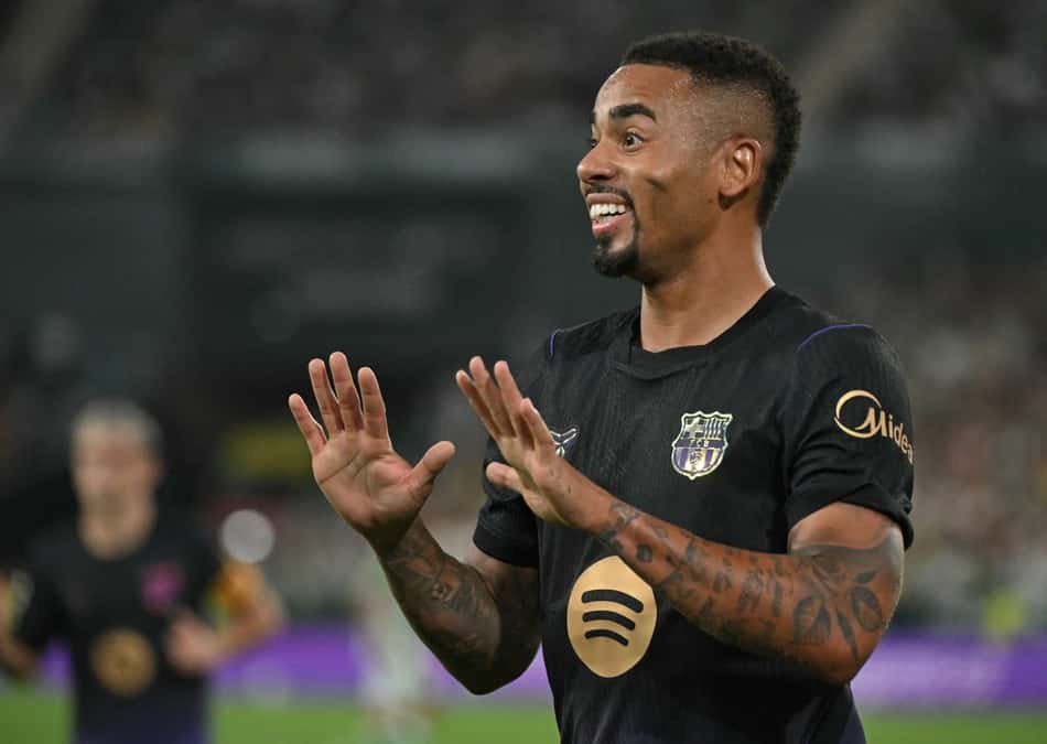 Ex-Palmeiras e Arsenal, Gabriel Jesus soma bons números pelo Barcelona em 2026 (Foto: JORGE GUERRERO / AFP)
